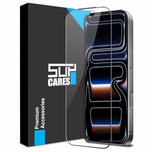 SupCares Tempered Glass for iPhone 17 Pro (6.3 Inch) With Installation Kit | Military-Grade Gorilla Screen Protector | Edge to Edge Coverage | Black - Image 1