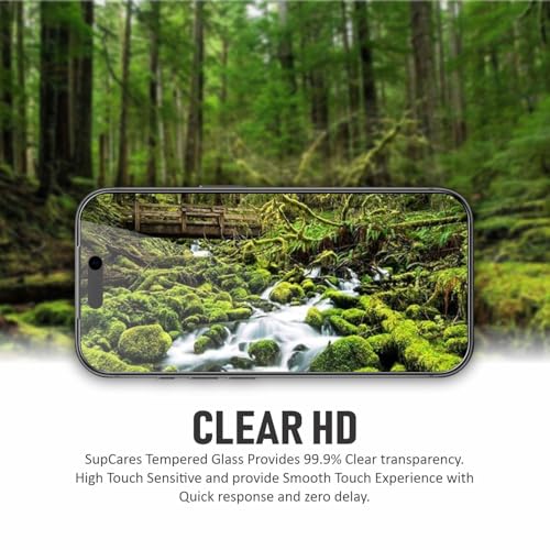 SupCares Tempered Glass for iPhone 17 Pro (6.3 Inch) With Installation Kit | Military-Grade Gorilla Screen Protector | Edge to Edge Coverage | Black - Image 3
