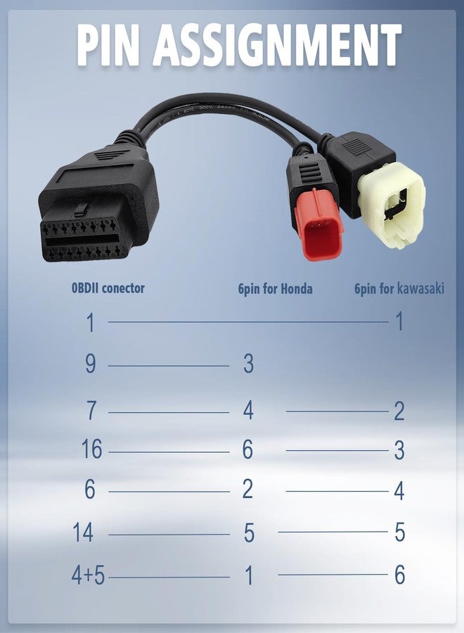 PARANNIC OBD2 2-in-1 Adapter Cable, OBD Diagnostic Cable for Euro5 for Guzzi for Vespa for Suzuki for Yamaha for Vespa for Honda for KTM for Ducati Moto, for Kawasaki ZX6R Z900RS Z800 Z900 Z1000 ZX10R ZX14R - Image 4
