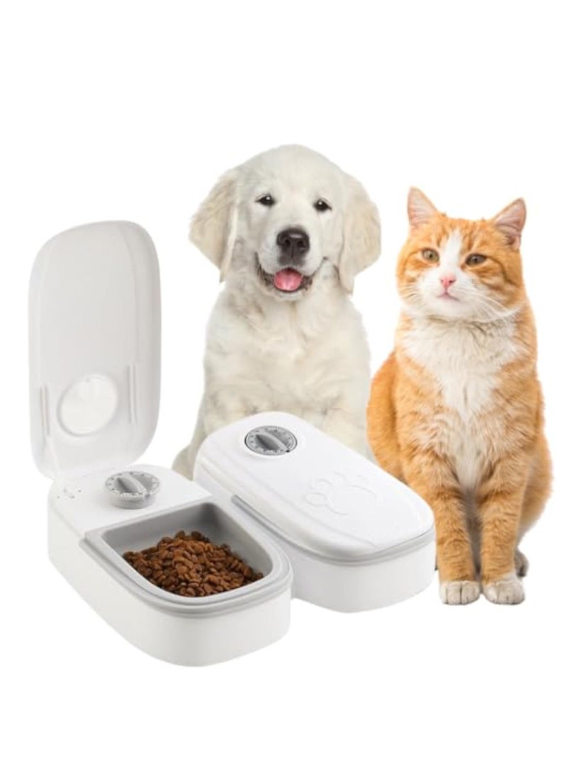 KASTWAVE 2Pcs Automatic Cat Feeder with Ice Pack, Smart Automatic Cat Feeder, 2-Meal Pet Feeder for Small Dogs, Portion Control Automatic Dog Feeder, Dry and Wet Food Dispenser for Cats, 48-Hours Timer - Image 1