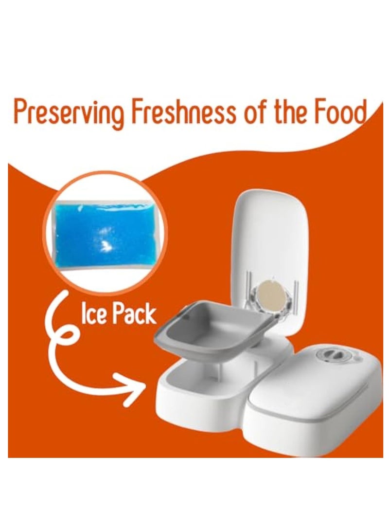 KASTWAVE 2Pcs Automatic Cat Feeder with Ice Pack, Smart Automatic Cat Feeder, 2-Meal Pet Feeder for Small Dogs, Portion Control Automatic Dog Feeder, Dry and Wet Food Dispenser for Cats, 48-Hours Timer - Image 2