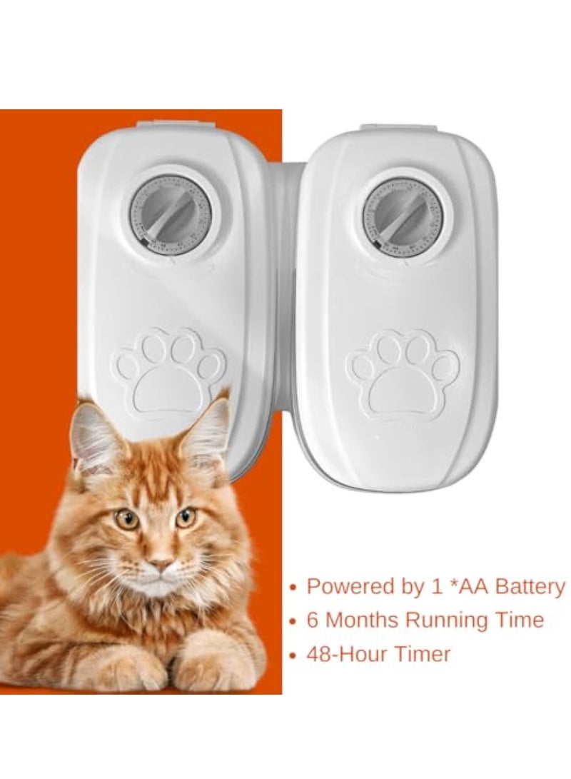 KASTWAVE 2Pcs Automatic Cat Feeder with Ice Pack, Smart Automatic Cat Feeder, 2-Meal Pet Feeder for Small Dogs, Portion Control Automatic Dog Feeder, Dry and Wet Food Dispenser for Cats, 48-Hours Timer - Image 3