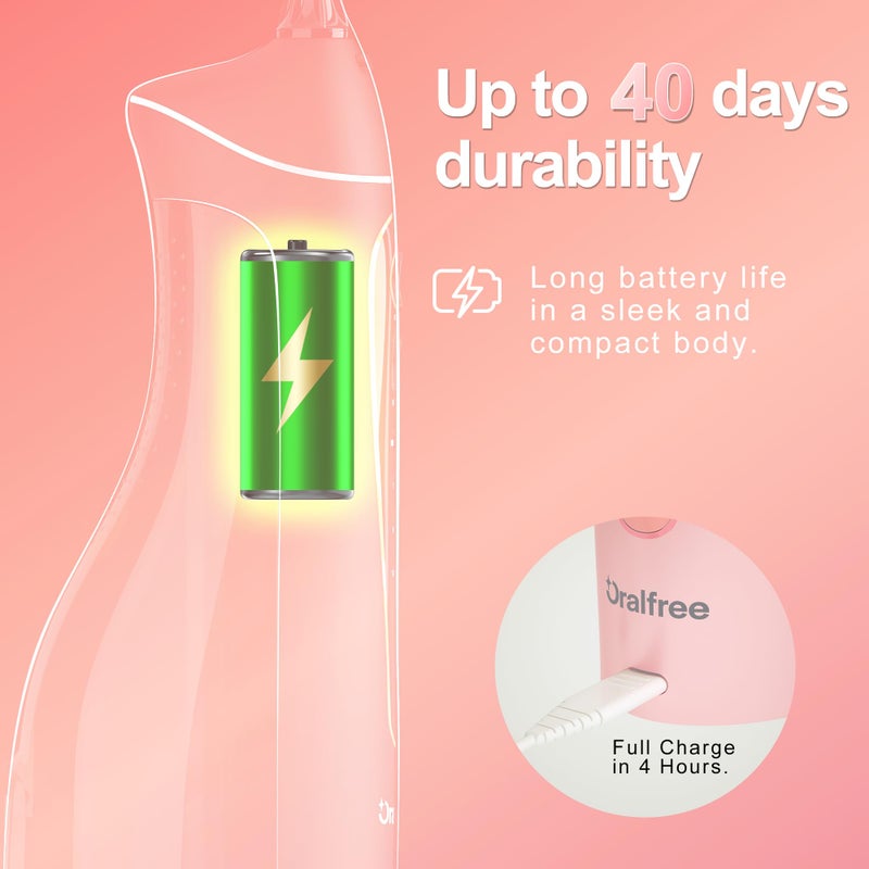 Oralfree Water Dental flosser Teeth Picks - Braces Cordless Oral Irrigator Portable Rechargeable Travel Irrigation Cleaner IPX7 Waterproof Electric Professional Flossing Teeth Cleaning for Home - Image 5