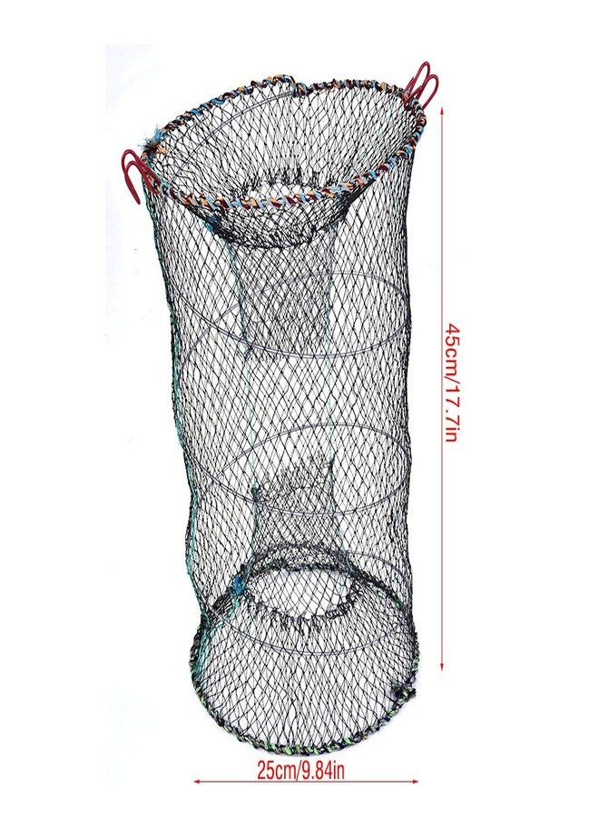 Pilipane Collapsible Fishing Bait Trap, Foldable Fishing Net Crab Crawfish Shrimp Lobster Minnow Trap with Rope Portable Mesh Net for Saltwater Freshwater Fishing (d 25cm) - Image 5