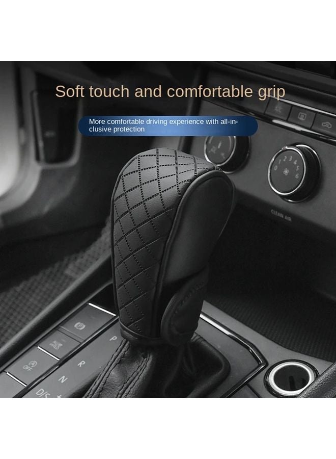 Universal Black PU Leather Anti Slip Car Gear Shift Knob Cover - Image 4