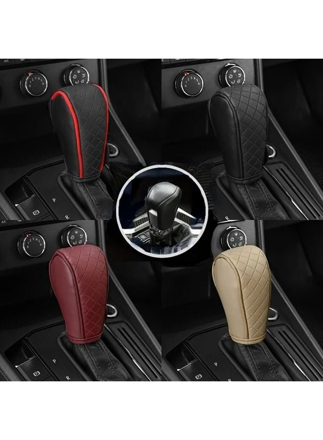 Universal Black PU Leather Anti Slip Car Gear Shift Knob Cover - Image 1