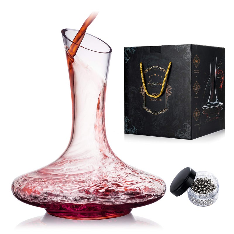 Wine DecanterRed Wine CarafeWine Aerator100 Hand Blown Leadfree Crystal Glass with Cleaning BeadsWine Decanters and CarafesWine Gift with Luxury PackagingWine Accessories 1200ML