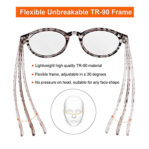 Gleyemor Blue Light Glasses for Men Women, Vintage Round Bluelight Blocking Computer Screen Protection Glasses (Leopard) - Image 5