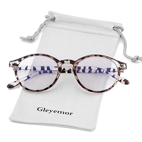 Gleyemor Blue Light Glasses for Men Women, Vintage Round Bluelight Blocking Computer Screen Protection Glasses (Leopard) - Image 1
