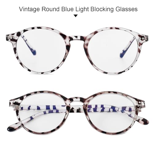 Gleyemor Blue Light Glasses for Men Women, Vintage Round Bluelight Blocking Computer Screen Protection Glasses (Leopard) - Image 4
