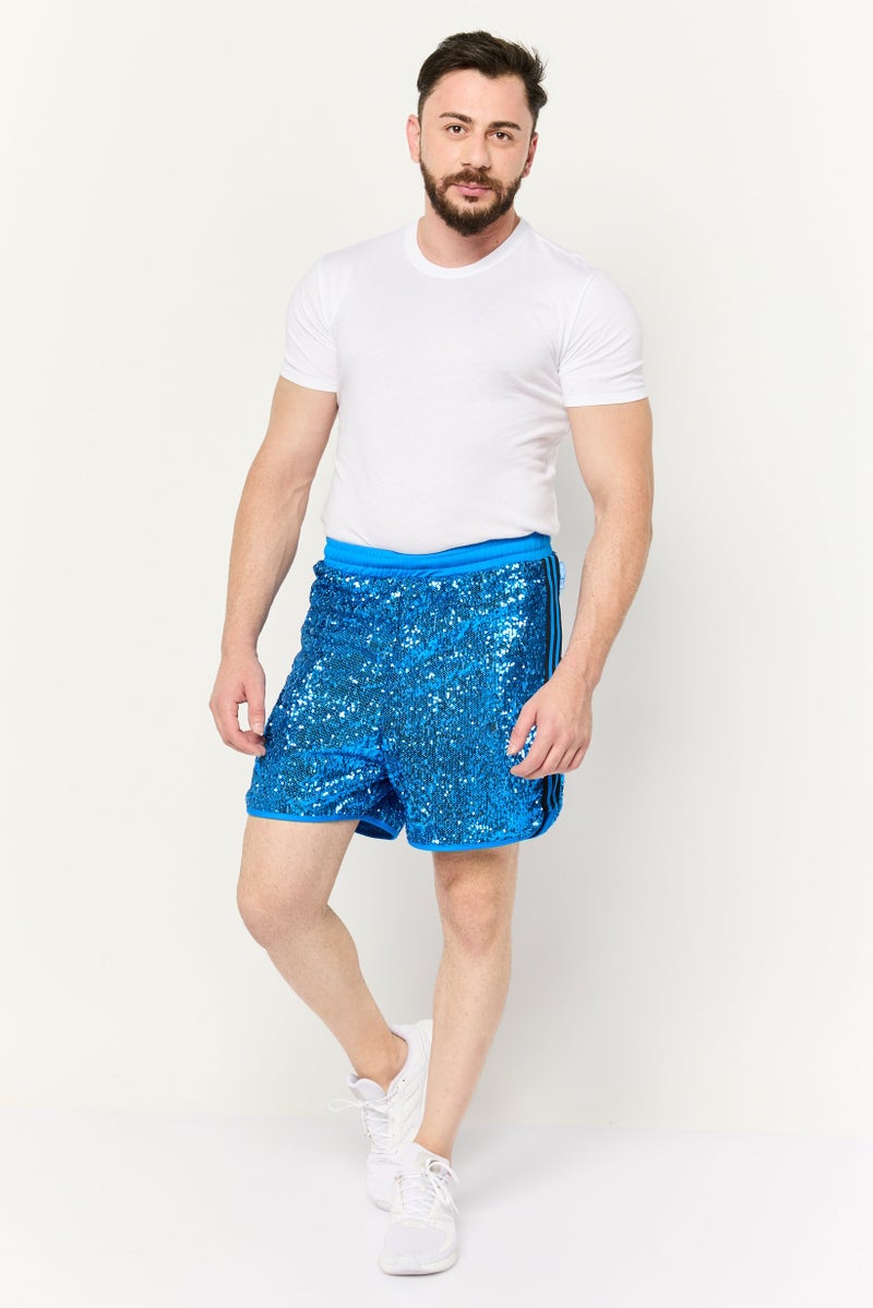 adidas Originals Men Sportswear Fit Sequins Outdoor Shorts, Blue  - Image 3