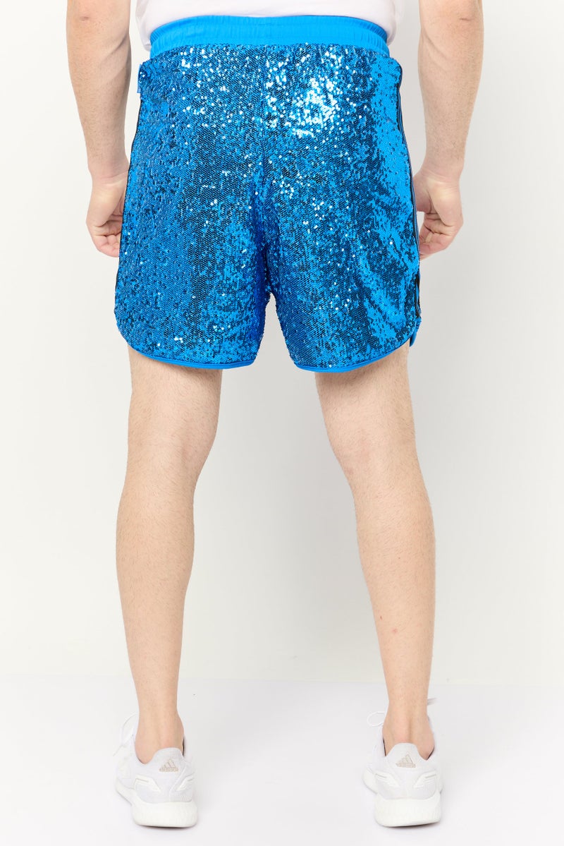 adidas Originals Men Sportswear Fit Sequins Outdoor Shorts, Blue  - Image 4