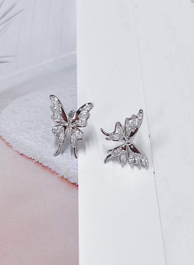 OIDIMS Dainty Butterfly Stud Cartilage Flat Black Earrings for Women Cubic Zirconia Wedding Tragus Screw Back Studs Stainless Steel 20g Barbell Piercing Body Jewelry Best Friends Niece Graduation Gift - Image 5