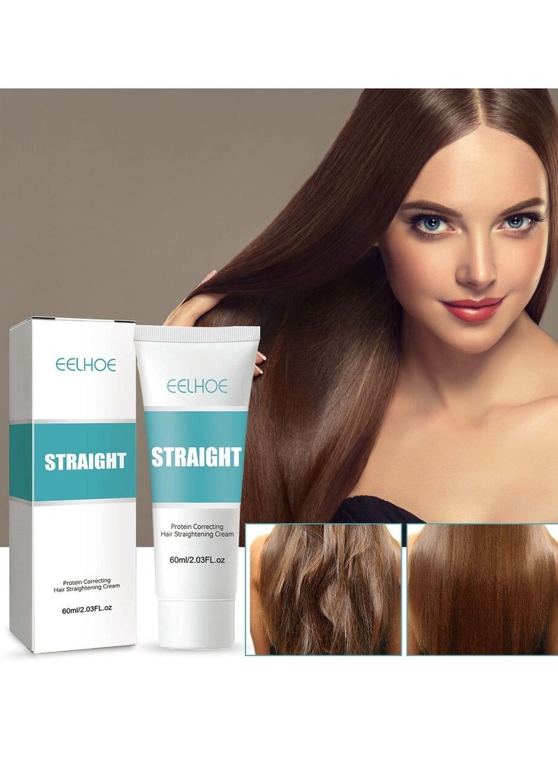 EELHOE Straightening Cream,Hair Gloss,Hair Cream For Women,Hair Protein,Straightening Cream,Hair Straightening Treatment,Fast Smoothing Hair Straightener Cream,Permanent Hair Straightening - Image 2