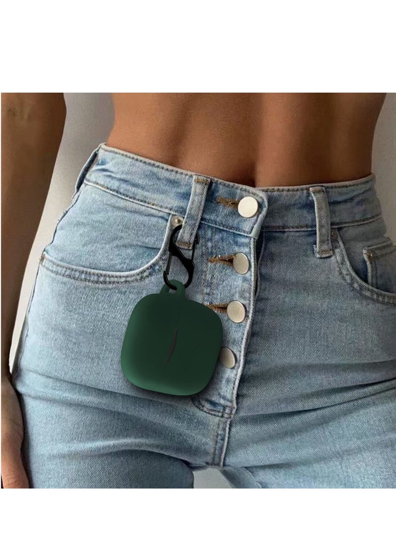 Silicone Carrying Case Compatible with SoundPEATS Air3 Pro Portable Scratch Shock Resistant Cover with Carabiner (Emerald Green) - Image 4