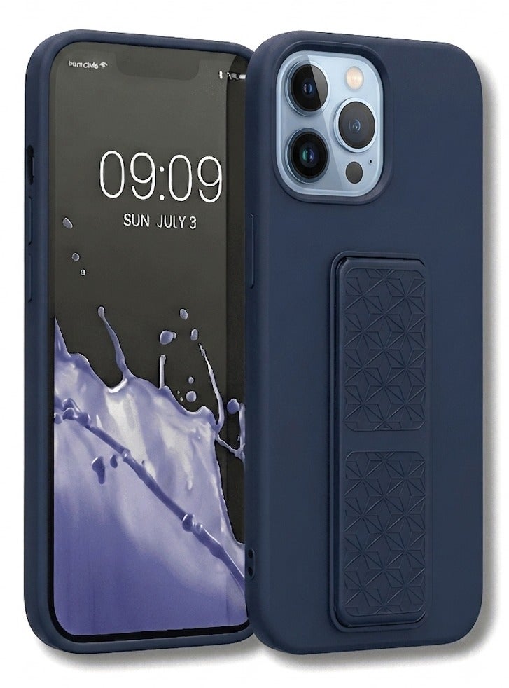 iPhone 13 Pro Max Silicone Case with Grip Strap & Kickstand Soft Design Cover For iPhone 13 Pro Max Vertical & Horizontal Stand Full Camera Protection Case For iPhone 13 Pro Max 6.7-inch - Image 1