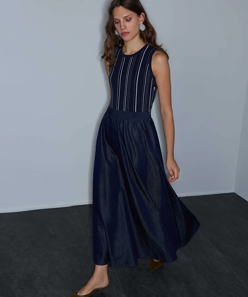 Two-Piece Effect Midi Dress