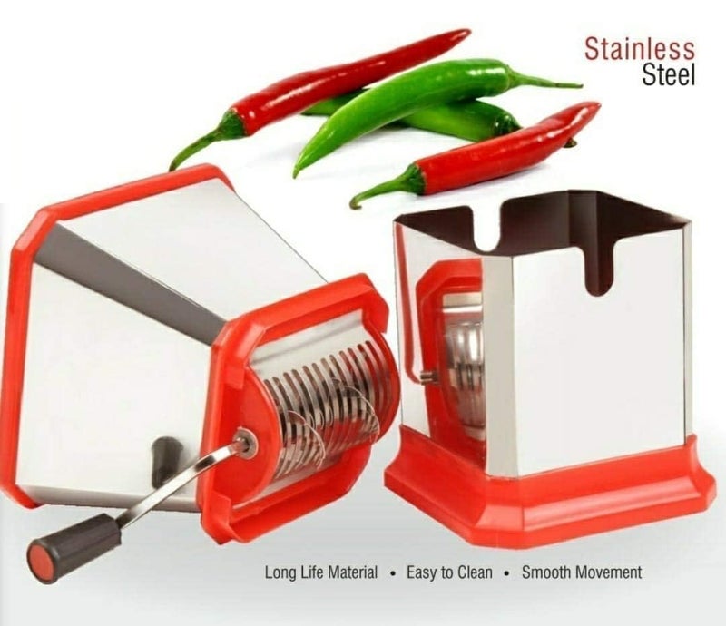 Kitchen4U Plastic Stainless Steel Onion Chilly Dry Fruit Cutter Vegetable Cutter Chilli CutterChopper Color May Vary Easy to use - Image 3