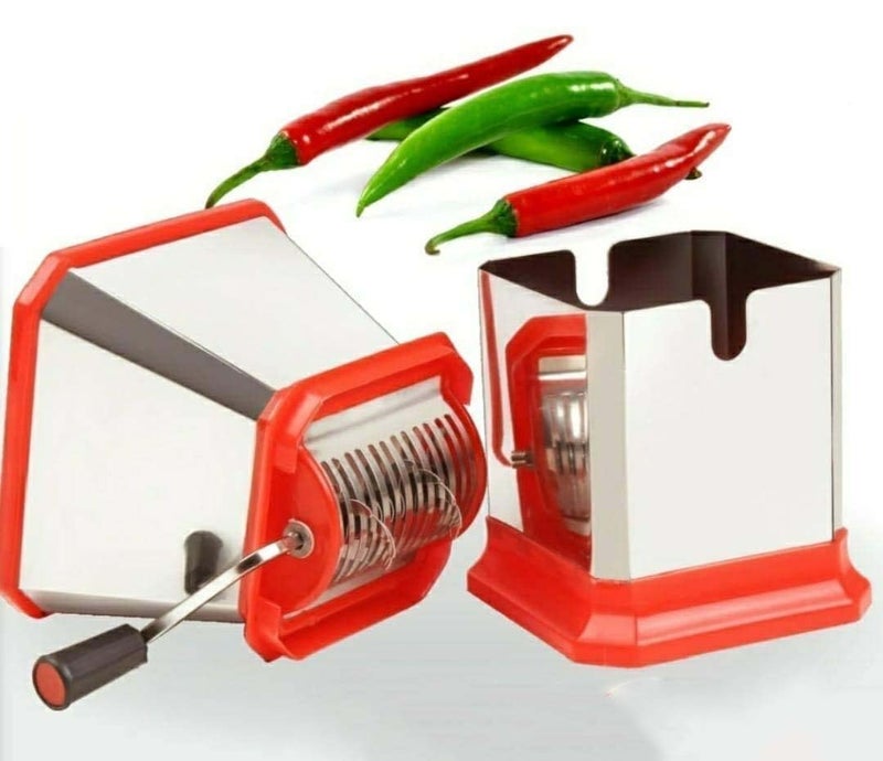 Kitchen4U Plastic Stainless Steel Onion Chilly Dry Fruit Cutter Vegetable Cutter Chilli CutterChopper Color May Vary Easy to use - Image 1