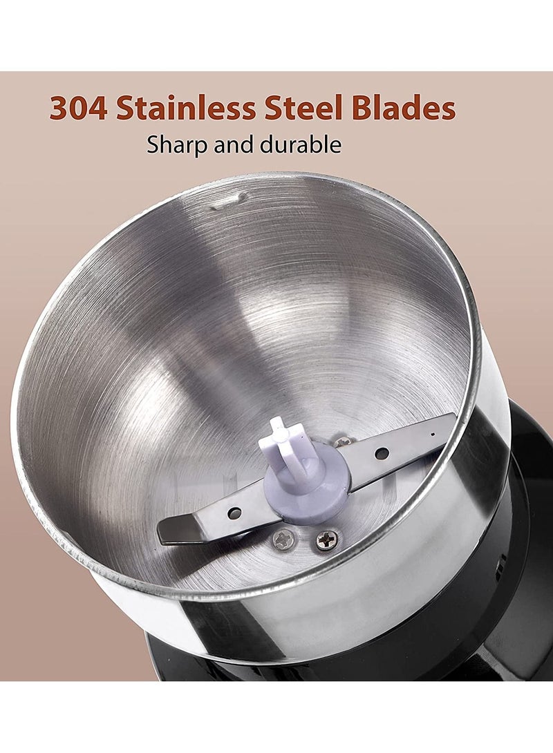 DubaiGallery مطحنة حبوب القهوة الكهربائية متعددة الأغراض من الفولاذ المقاوم للصدأ لطحن البذور والتوابل والأعشاب والمكسرات - Image 5