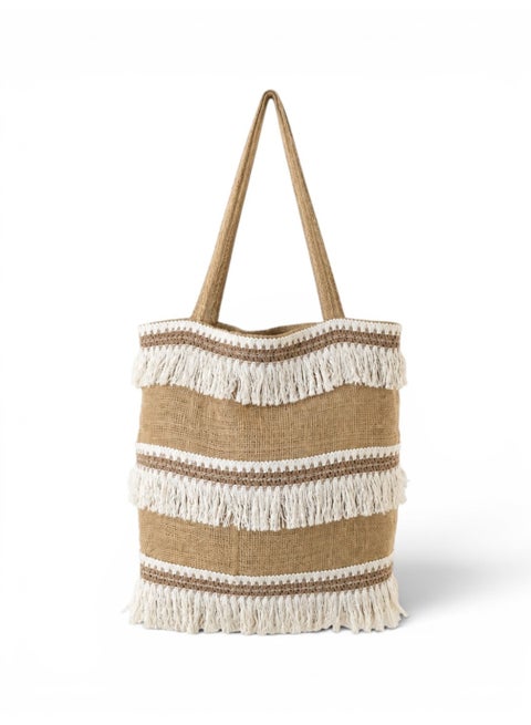 Shoulder bag Burlap Unique design ZH-21 - Beige