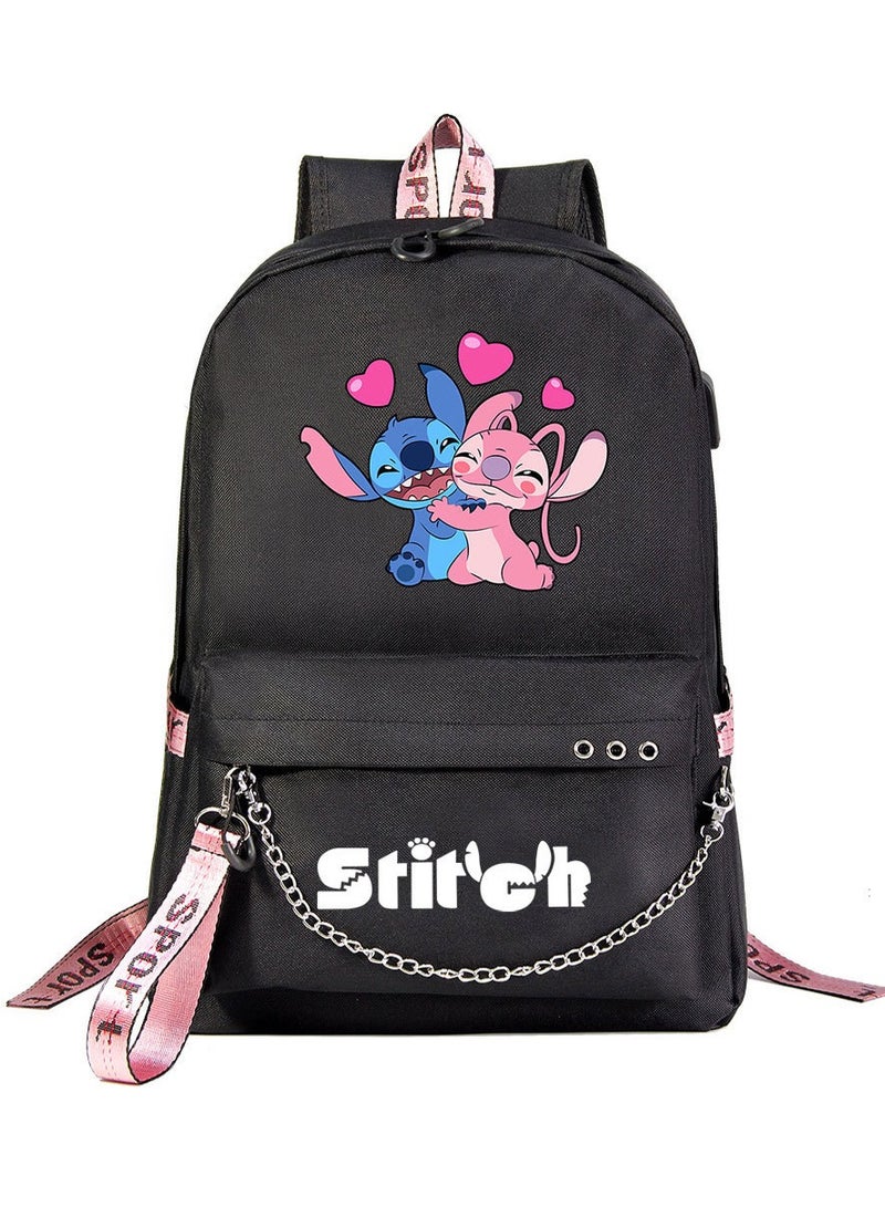 Stitch Printed Youth Casual Woven Strap Backpack