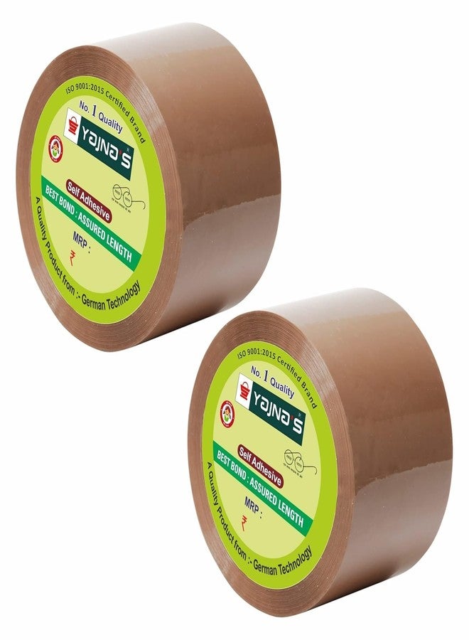 YAJNAS 72mm x 100 Meters, 3 inch, Pack of 2, Brown BOPP Self-Adhesive High-Strength Packing Tape Rolls | E-commerce Packaging for Home, Office & Box - Image 1