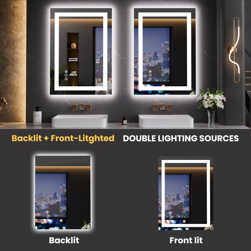 LOAAO 23.6"x31.5" LED Mirror for Bathroom, Lighted Bathroom Mirror with Lights, Anti-Fog, Dimmable, Memory Function, Clear Reflection - Image 5