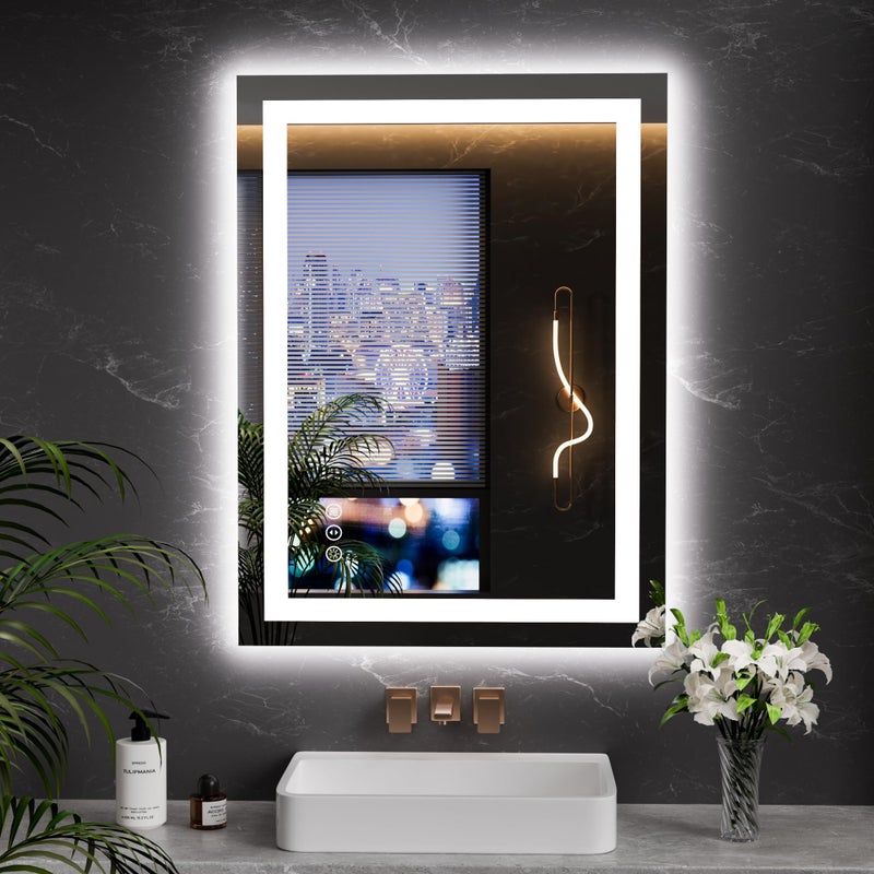 LOAAO 23.6"x31.5" LED Mirror for Bathroom, Lighted Bathroom Mirror with Lights, Anti-Fog, Dimmable, Memory Function, Clear Reflection - Image 1