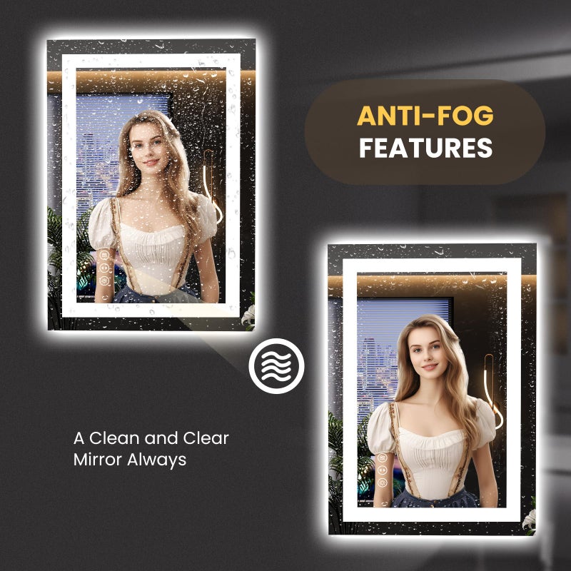 LOAAO 23.6"x31.5" LED Mirror for Bathroom, Lighted Bathroom Mirror with Lights, Anti-Fog, Dimmable, Memory Function, Clear Reflection - Image 4
