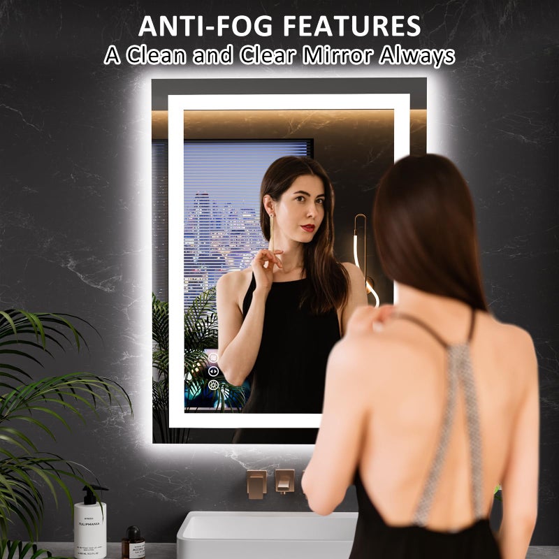 LOAAO 23.6"x31.5" LED Mirror for Bathroom, Lighted Bathroom Mirror with Lights, Anti-Fog, Dimmable, Memory Function, Clear Reflection - Image 2