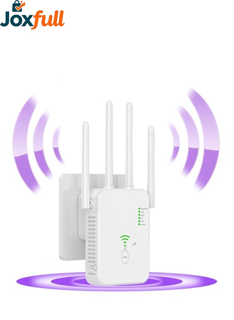 Joxfull 300Mbps AC Dual‑Band WiFi Range Extender, Wireless Wifi Repeater & Router, 2.4G+5G Anti‑Interference Signal Booster with WPS One‑Click Connection, Support Wired & Wireless Connection for Desktop Phones Laptops, White - Image 1