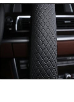 KASTWAVE Car Steering Wheel Cover,Anti-Slip Matte Finish Auto Universal, Genuine Leather, Universal 15 Inch Fit, Odor-Free Embossing Pattern(Black & Brown)  - Image 4