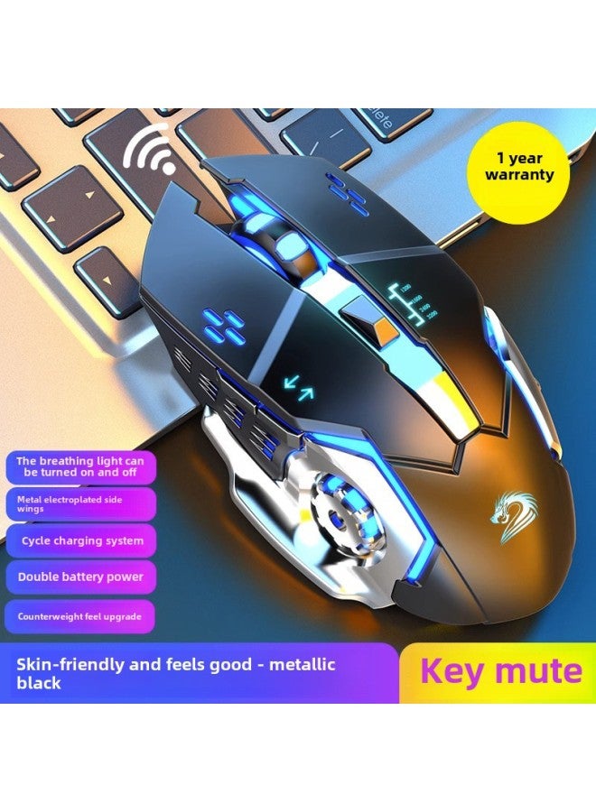 E-sports Mechanical Luminous Gaming Mouse Hot Wheels Wired Wireless Bluetooth Three-mode Mouse Mechanical Notebook-Colour:Wireless 6-button  Locke White - Image 4