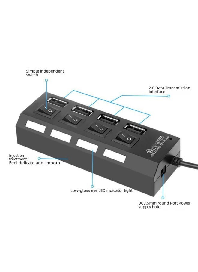 Usb Multi-port Switch Hub Concentrator Mouse Keyboard Usb Flash Drive Card Reader Printer High-speed Expander Digital Computer-Number Of Interfaces:Without Switch [4 White]] - Image 2