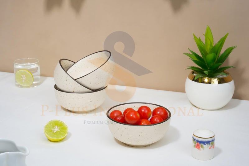 P-PLUS INTERNATIONAL Hand Painted Ceramic Rice Bowls Set | Ideal for Soup, Salad, Breakfast, Oatmeal, Ice Cream | 200 ML 10 CM | Microwave, Dishwasher Safe | White Bowl Gift Set (White, 2 Pc) - Image 4