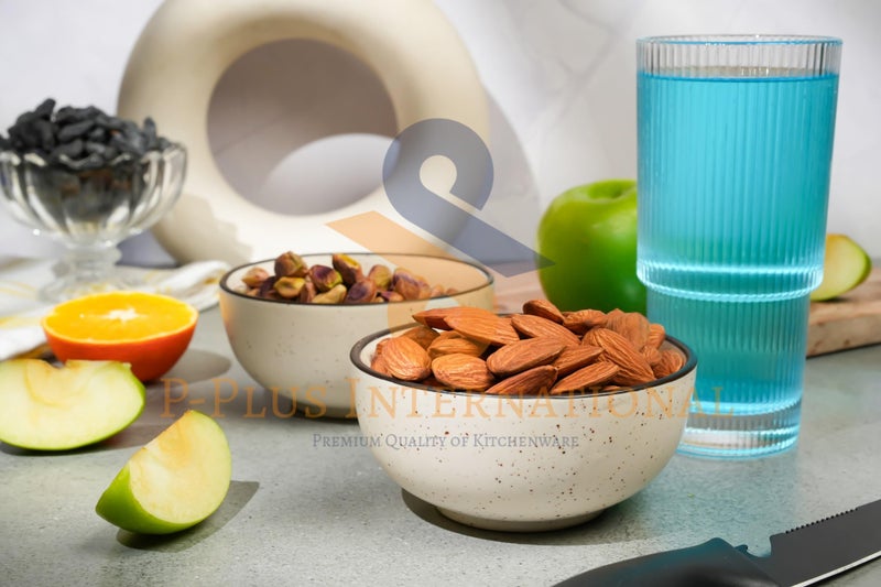 P-PLUS INTERNATIONAL Hand Painted Ceramic Rice Bowls Set | Ideal for Soup, Salad, Breakfast, Oatmeal, Ice Cream | 200 ML 10 CM | Microwave, Dishwasher Safe | White Bowl Gift Set (White, 2 Pc) - Image 3