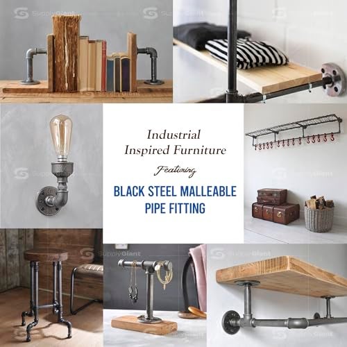 SupplyGiant 3/4 x 1 Inch Black Steel Pipe (10-Pack), Heavy Duty Industrial Malleable Iron Pipes, Pre Cut Threaded Close Nipple Great For All DIY Furniture And Black Pipe Shelving - Image 3
