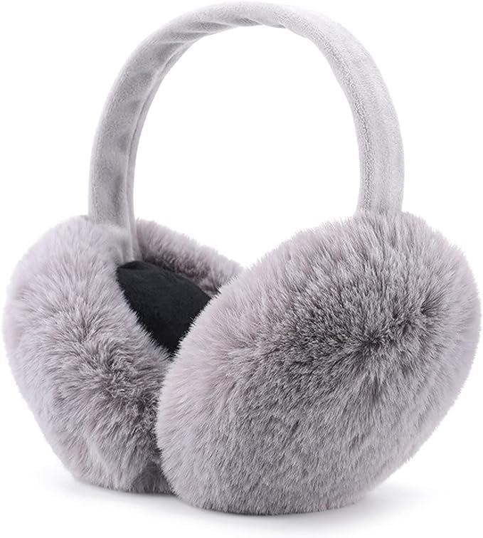 THE DDS STORE Muffs for Women - Winter Ear Warmers - Soft & Warm Cable Knit Furry Fleece Earmuffs - Ear Covers for Cold Weather Puffy Fluffy Earmuffs (Dark Grey) - Image 1