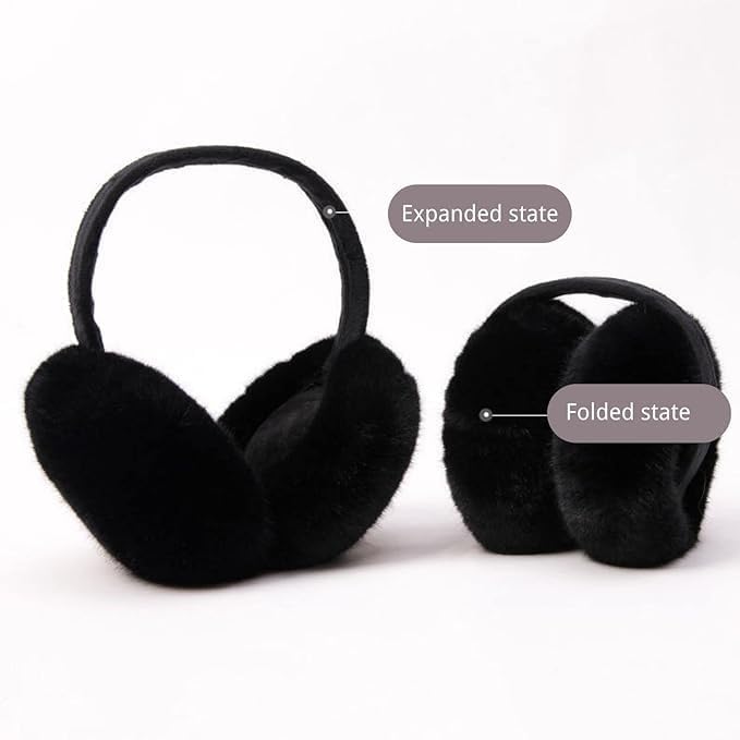 THE DDS STORE Muffs for Women - Winter Ear Warmers - Soft & Warm Cable Knit Furry Fleece Earmuffs - Ear Covers for Cold Weather Puffy Fluffy Earmuffs (Dark Grey) - Image 5