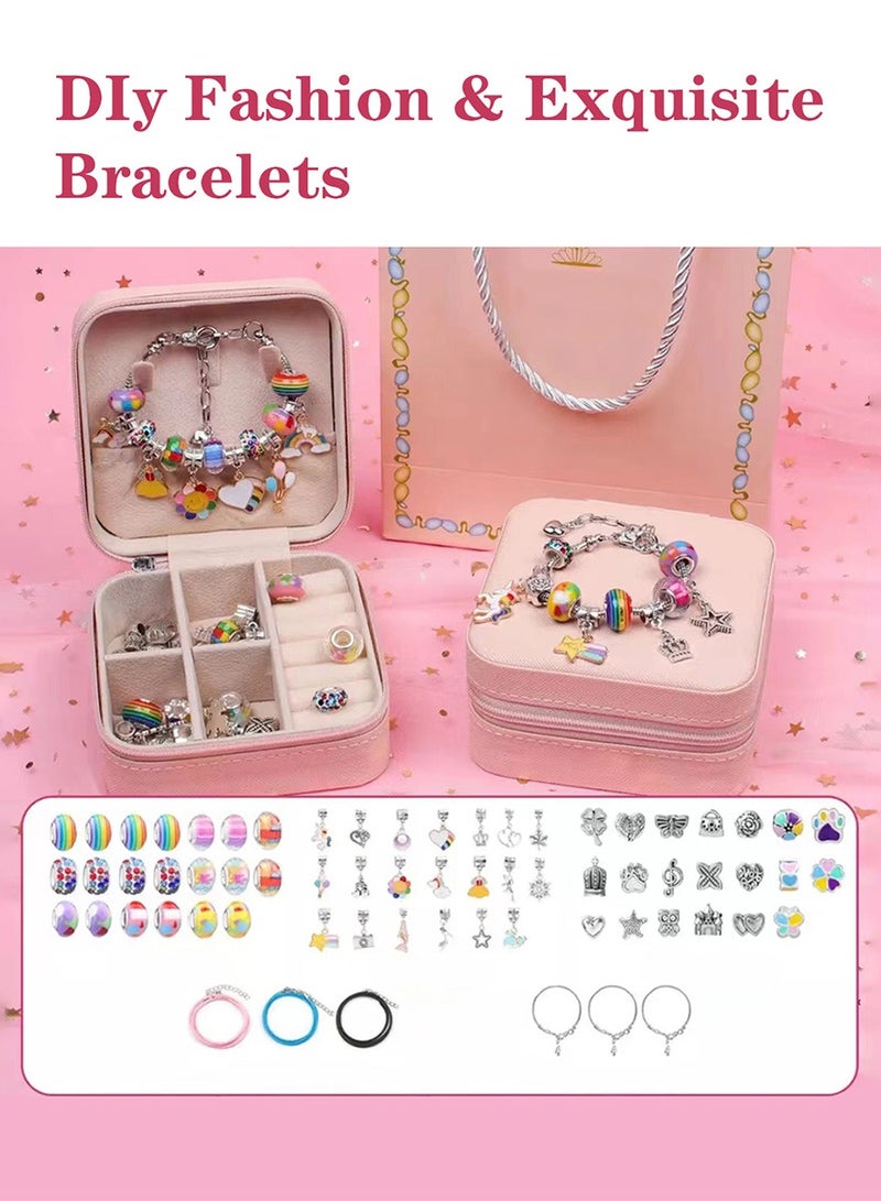 Meishida Girls Bracelet Making Kit, 66pcs DIY Beaded Jewelry Making Kit, Easy to Craft Necklace Personalized Birthday Gifts With Portable Bracelet Organizer Box for Age 4-12 Girls - Purple - Image 4