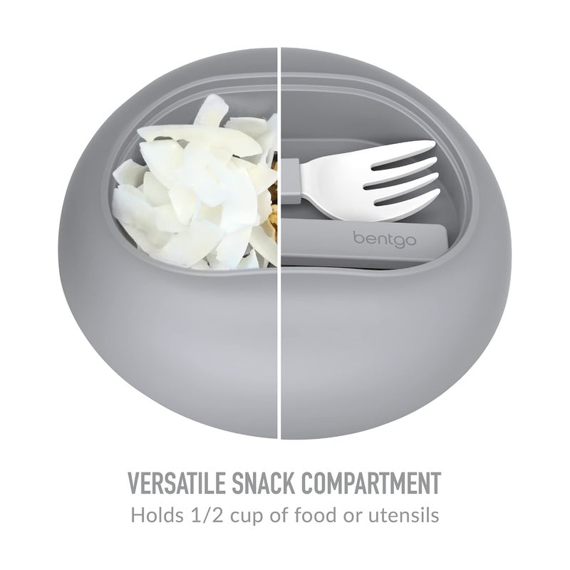 بنتجو Bentgo Bowl-وعاء مقاوم للتسرب المعزول مع أواني قابلة للطي للوجبات الخفيفة وتصميم محسّن للمساءلة السهلة للذوور-يحمل حبوب الأرز الحساء والمزيد-خالية من BPA 21.2 أوقية (رمادي) - Image 4