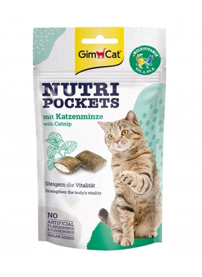 GimCat - Nutri Pockets with Catnip and Multi-Vitamin Treats 60 g - Image 1
