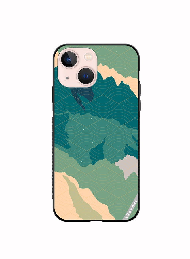 VR CREATIVE Protective Case Cover For Apple iPhone 14 Line Art Landscape Design Multicolour - Image 1