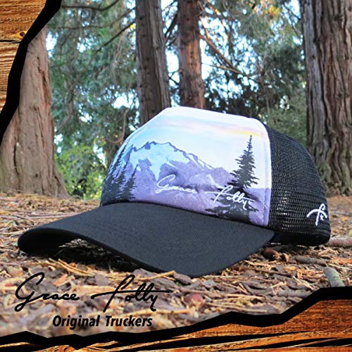 Grace Folly Foam Trucker Hat Snapback Mesh Baseball Cap for Men or Women (Mountain Print) - Image 5