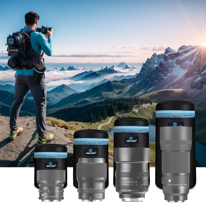 Lightdow 4pcs Pack Lens Pouch 5mm Thick Soft Neoprene DSLR Lens Bag - Image 3