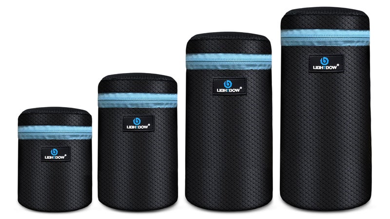 Lightdow 4pcs Pack Lens Pouch 5mm Thick Soft Neoprene DSLR Lens Bag - Image 1