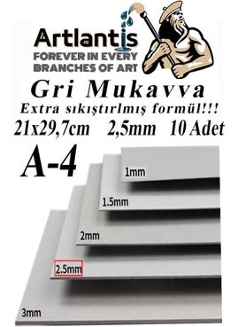 Artlantis A4 Cardboard Gray 2.5 mm 10 Pieces 1 Pack 21 x 29 7 cm A - 4 Cardboard 2 5 mm Thick A - 4 Cardboard  - Image 1