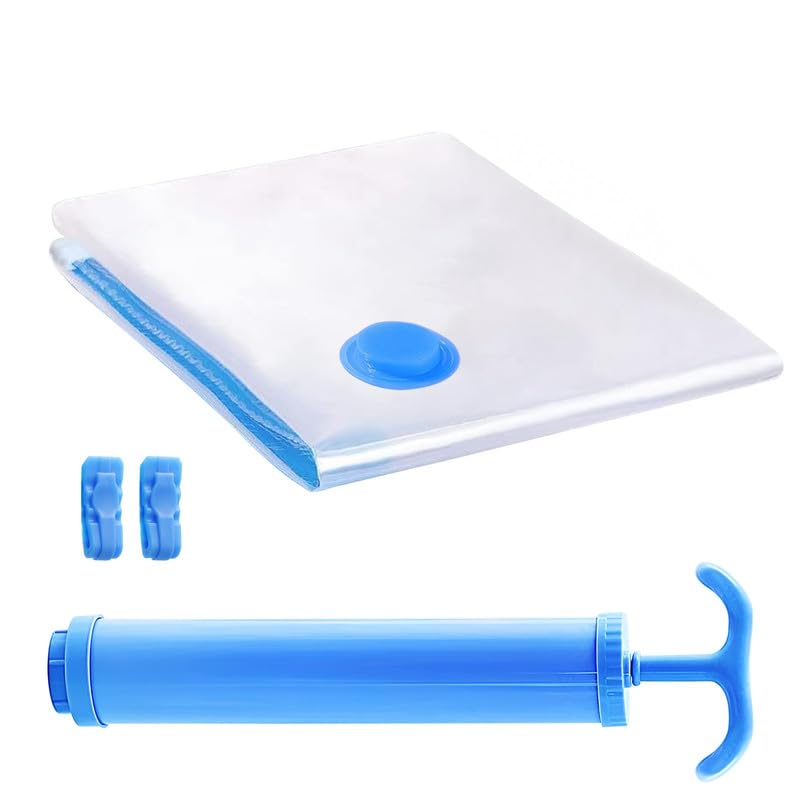 PRIME PICK كيس تخزين فراغي كبير (80x60 سم) مع مضخة يدوية - كيس ضغط بلاستيكي متين - حل موفر للمساحة للملابس، الفراش والسفر - يحمي من الغبار، الرطوبة والروائح - Image 1