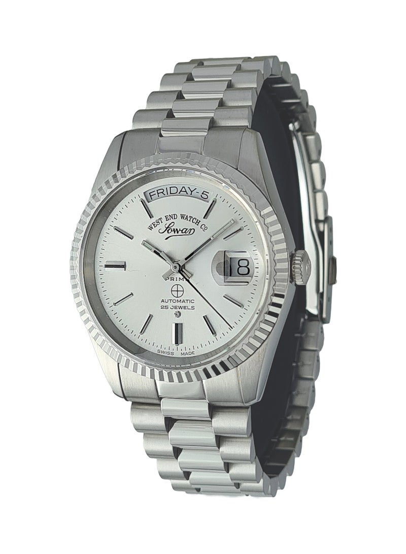 West End Watch Co Silver Automatic Stainless Steel Analog Watch For Men 6828_10_2587B 37 mm